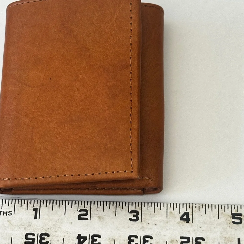 Artisan Handmade Leather Trifold Wallet Rustic Saddle Tan Mens